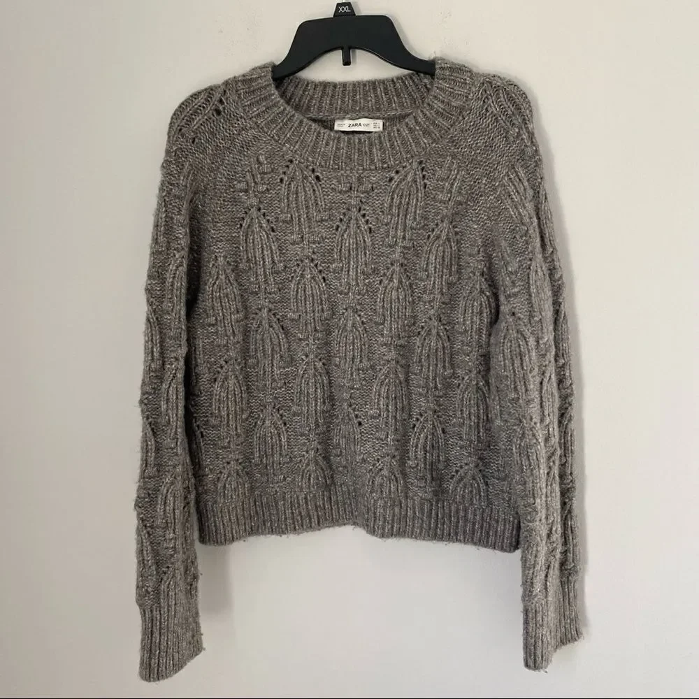 Zara Knit Women’s Crew Neck Thick Knit Cozy Cropped Sweater